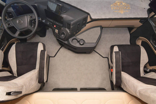 Pokrowce na fotele PRESTIGE-LINE Mercedes Actros MP4 od 2011, MP5 od 2019 fotel pasażera amortyzowany SZARY SABA