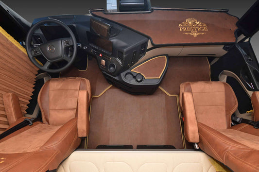 Pokrowce na fotele PRESTIGE-LINE Mercedes Actros MP4 od 2011, MP5 od 2019 fotel pasażera nieamortyzowany BRĄZ SABA