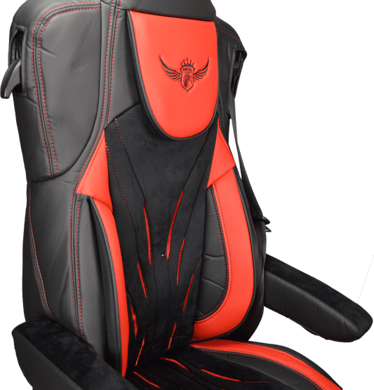 Pokrowce na fotele ROYAL DeLuxe MERCEDES ACTROS MP4 od 2011, MP5 od 2019 fotel pasażera nieamortyzowany CZERWONY SABA