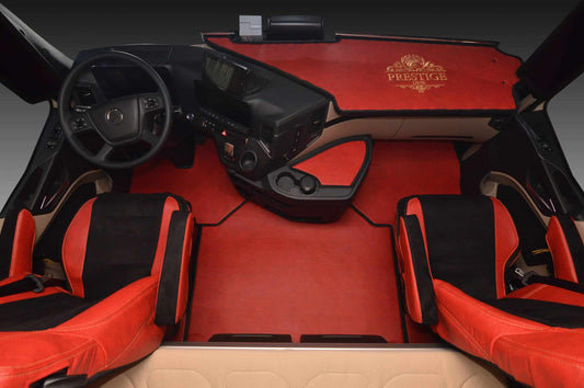 Pokrowce na fotele PRESTIGE-LINE Mercedes Actros MP4 od 2011, MP5 od 2019 fotel pasażera amortyzowany CZERWONY SABA