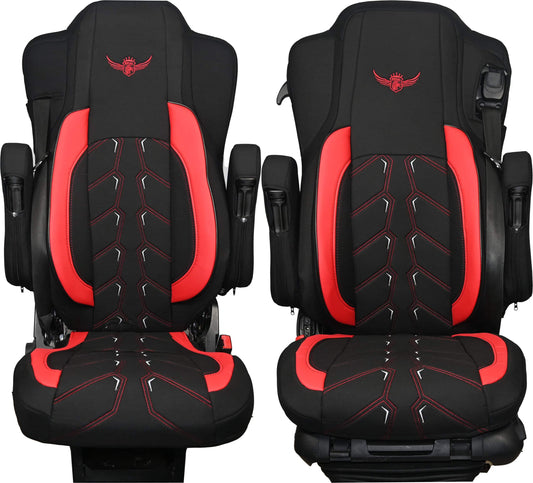 Pokrowce na fotele ROYAL Classic MERCEDES ACTROS MP4 od 2011, MP5 od 2019 fotel pasażera nieamortyzowany CZERWONY SABA