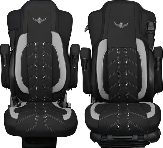 Pokrowce na fotele ROYAL Classic MERCEDES ACTROS MP4 od 2011, MP5 od 2019 fotel pasażera nieamortyzowany SZARY SABA