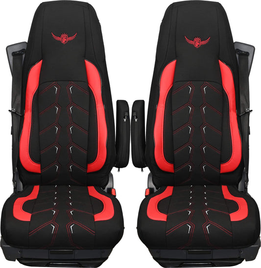 Pokrowce na fotele ROYAL Classic SCANIA seria R od 2009, seria S od 2017 2 pasy, fotel kierowcy BASIC, fotel pasażera amortyzowany, konfiguracja C CZERWONY SABA