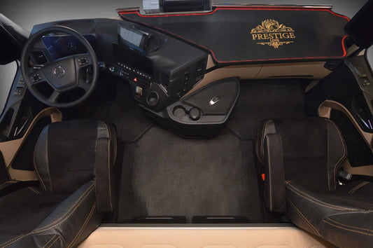 Pokrowce na fotele PRESTIGE-LINE Mercedes Actros L od 2022 fotel pasażera nieamortyzowany CZARNY SABA