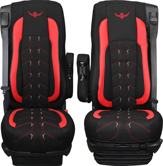 Pokrowce na fotele ROYAL Classic DAF 105 XF od 2012, 106 XF od 2013, XG, XG+ od 2022 2 pasy CZERWONY SABA