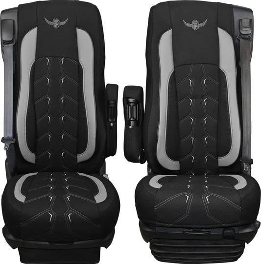 Pokrowce na fotele ROYAL Classic DAF 105 XF od 2012, 106 XF od 2013, XG, XG+ od 2022 2 pasy SZARY SABA